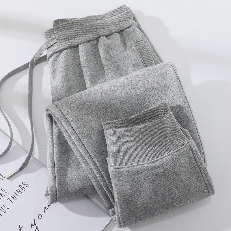 轻奢浅灰色运动裤女加绒裤子秋冬新款长裤宽松束脚休闲春秋款卫裤,女装/女士精品,卫裤,淘宝优惠券,粉丝福利购,淘宝优惠卷