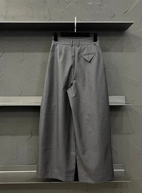 灰色弯刀休闲裤女25秋季新款大码高腰显瘦梨型身材裤子阔腿西装裤