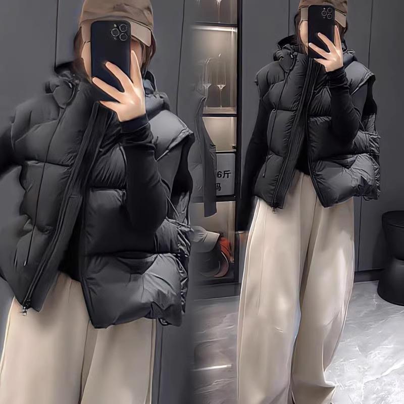 欧美秋冬季新款白鸭绒羽绒马甲女