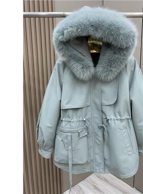 潮牌精仿派克服女新款冬季狐狸毛