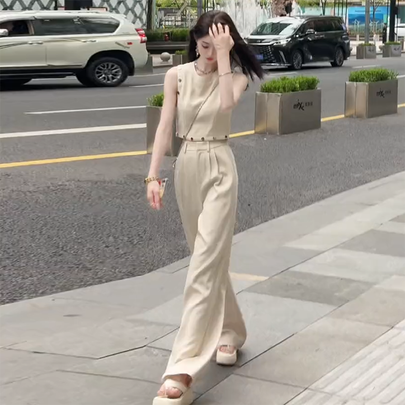 小个子显高休闲阔腿长裤两件套