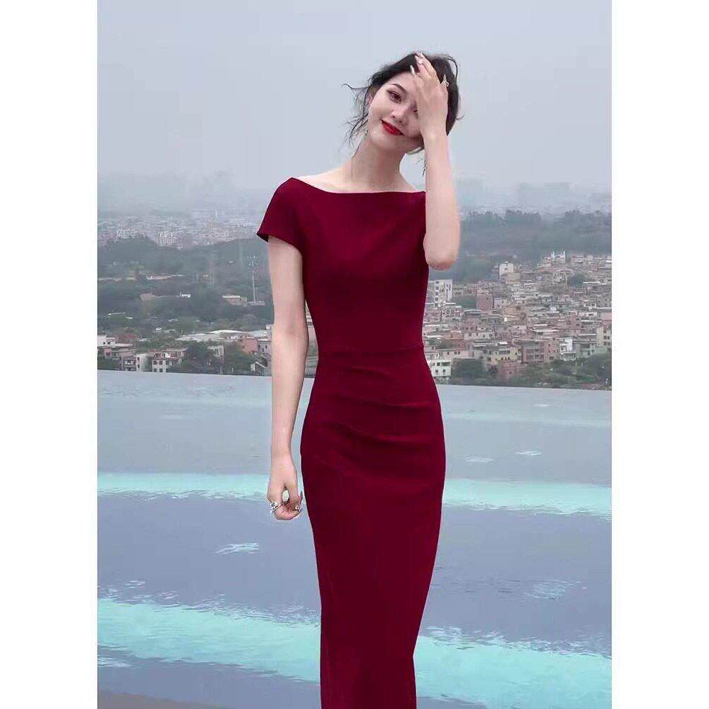 潮牌夏季新款质感高级感气质时尚高端女装轻奢御姐风红色连衣裙子