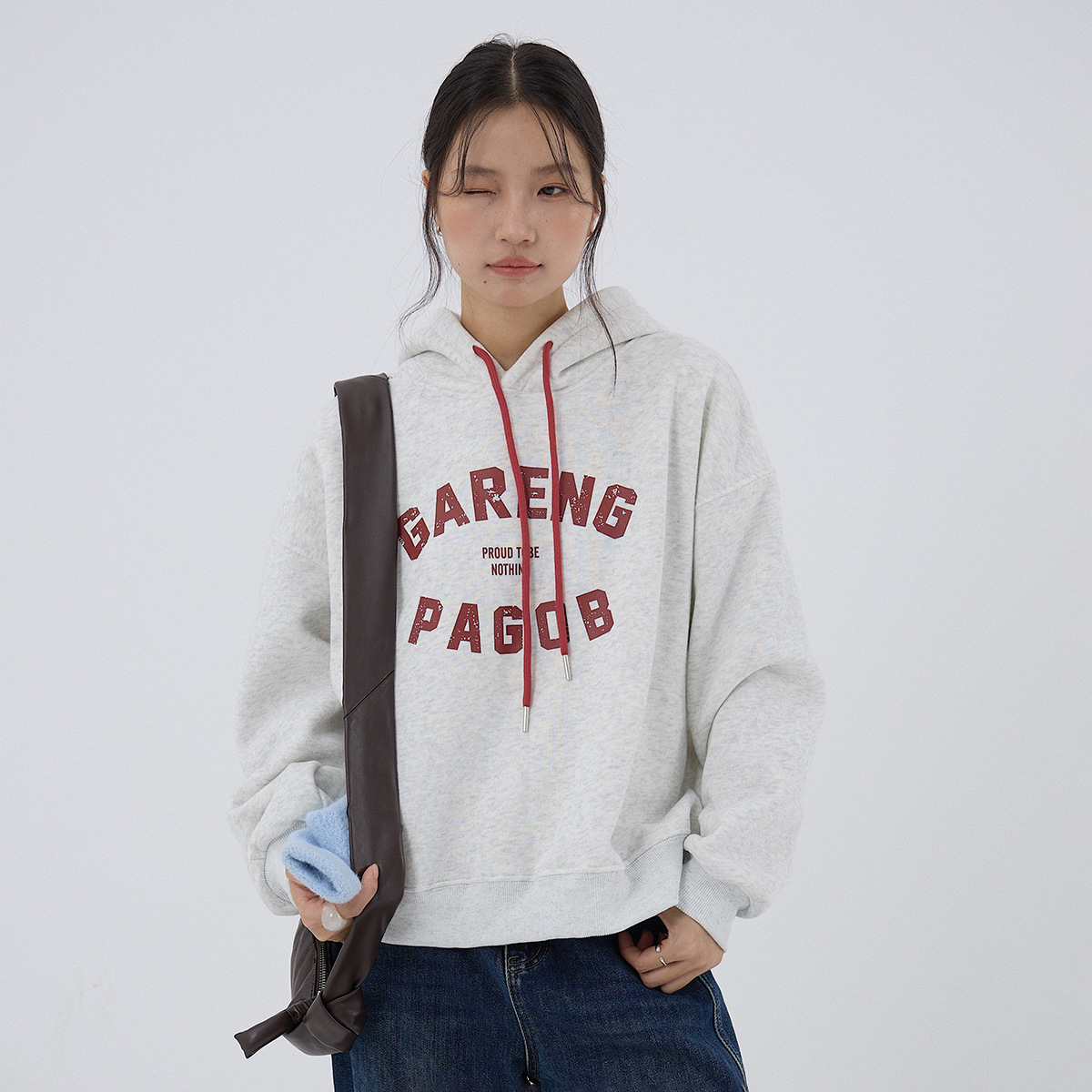 美式复古加绒加厚连帽卫衣秋冬韩系慵懒风帽衫上衣爱丝岛潮流女装