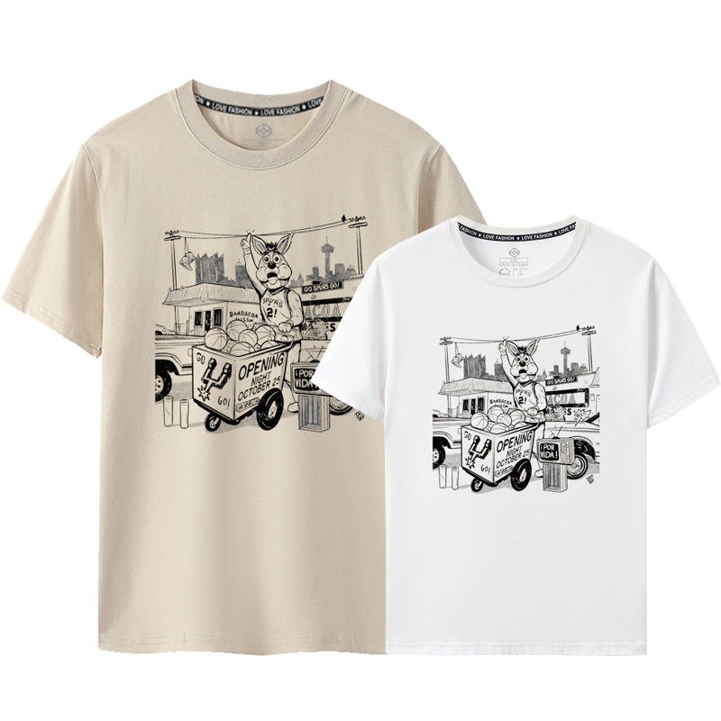 马刺新款短袖T恤文班亚马主场同款吉祥物小野狼衣服球迷波波维奇