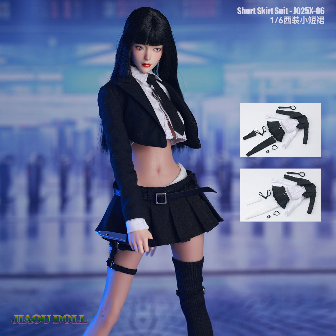1/6西装小短裙 JO25X-06 女团露腰半身裙 包胶素体服装模型配件
