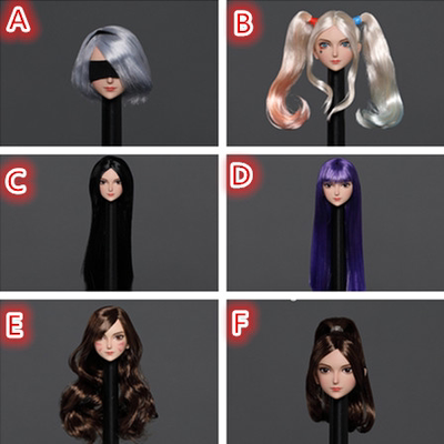 iminitoys 1/6 M002动漫美少女头雕可爱小丑女漫画紫发2b银发头雕