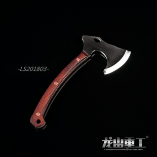 龙山重工1/6兵人偶不锈钢金属实木战术斧头道具可自D黑帮手办配件