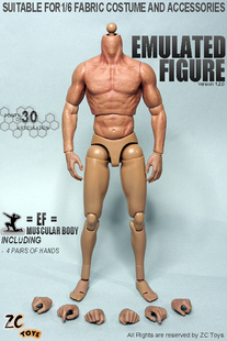 ZCTOYS 1/6兵人欧洲强壮体型肌肉素体2.0版可配钢铁侠金刚狼人偶
