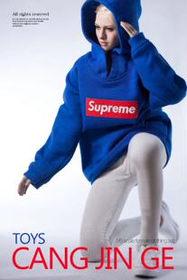 1:6兵人配件CJG-W006男款女款素体潮流卫衣外套连帽衫牛仔裤套装