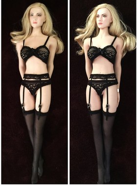 1/6女包胶素体兵人PH UD JO HS兵人衣服黑色蕾丝内衣吊带袜套装