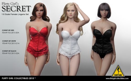 FLIRTY GIRL COLLECTIBLES 1/6裹胸女连体内衣欧式睡衣仿丝绸