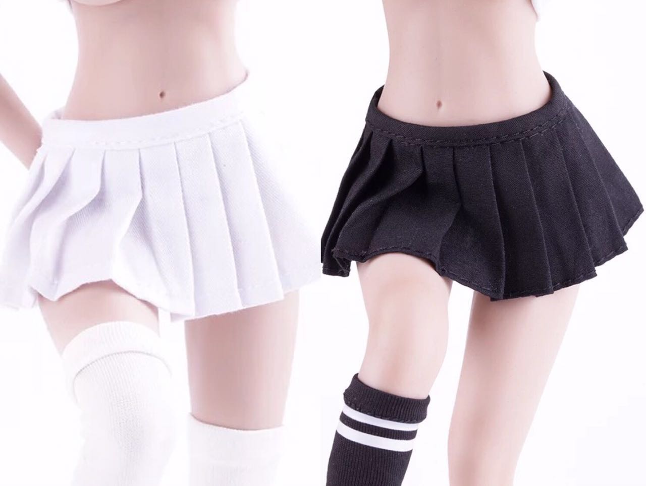 1/6 女包胶素体兵人PH 岚 UD百褶裙子白色学生超短裙白色6分娃娃