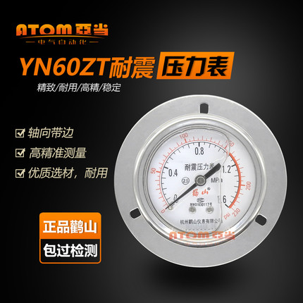 鹳山YN-60ZYN60ZT耐震轴向带边安装式压力表油压液压抗震表防震表