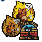 THIS FINE咖啡猫动漫桃子猫软胶徽章猫咪刺绣魔术贴章户外包章