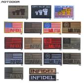 跨境现货MILITIA INFIDEL美国旗战术臂章魔术贴户外背包刺绣包贴