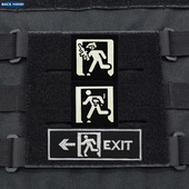 带猫逃生夜光魔术贴章安全指示标识EXIT逃生标志刺绣背包装 饰布贴