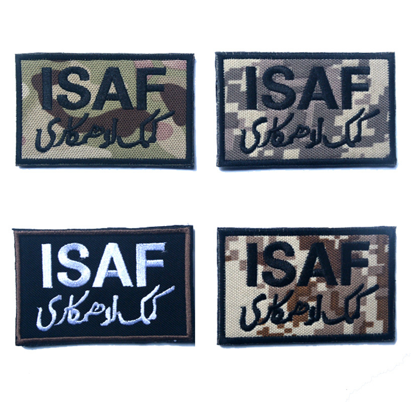 ISAF驻阿富汗国际安全援助 迷彩服配饰臂章 刺绣双面魔术贴布标