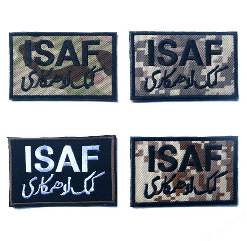 ISAF驻阿富汗国际安全援助 迷彩服配饰臂章 刺绣双面魔术贴布标