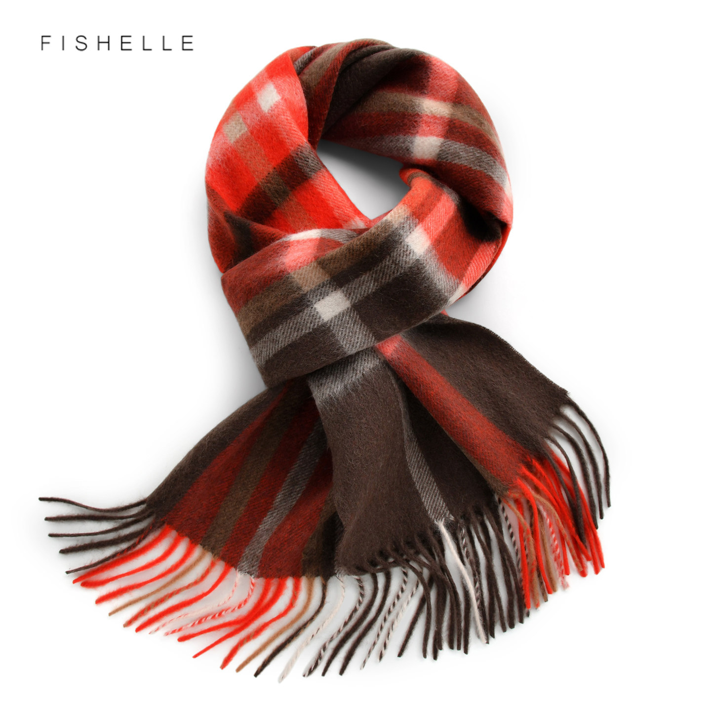 经典英伦风红棕格子山羊绒小围巾礼盒装冬季保暖围脖男女新年礼物