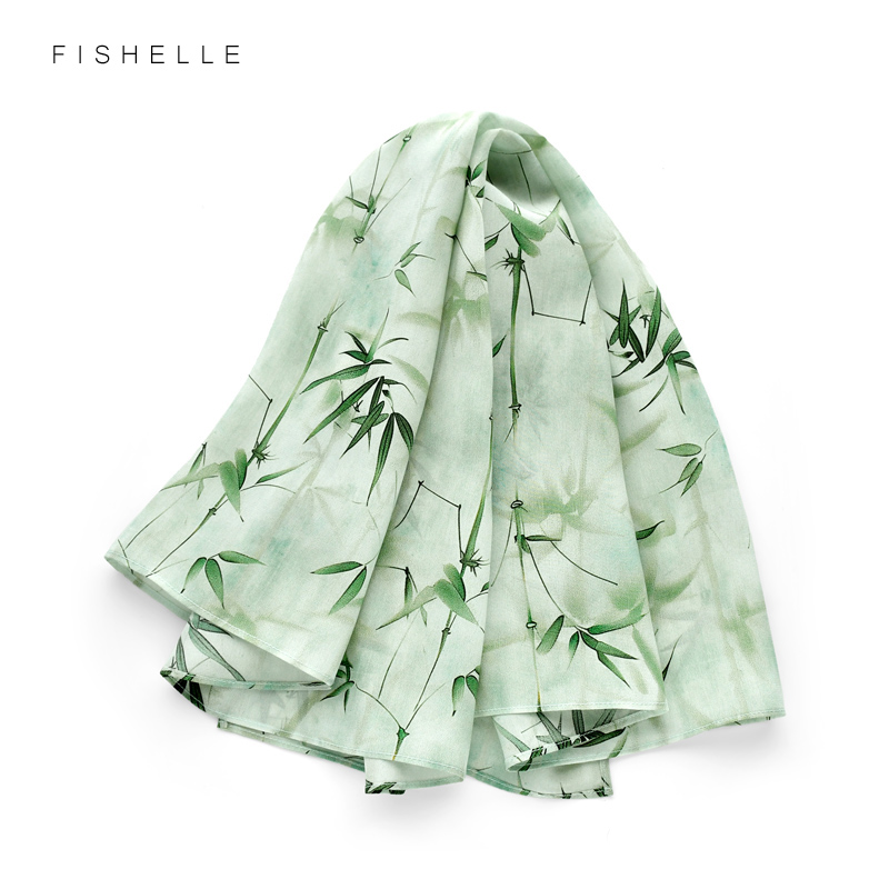 中国风竹子真丝围巾礼盒杭州丝绸丝巾桑蚕丝方巾新中式礼物送老外