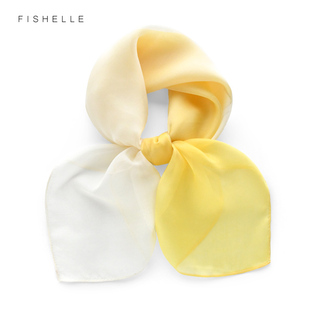 淡淡黄色真丝丝巾女春秋桑蚕丝透明纱巾雪纺小方巾礼盒礼物伴手礼