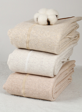 燕麦白加厚螺纹竖条纹浅色打底裤女外穿秋冬加绒棉裤网红灰色连袜