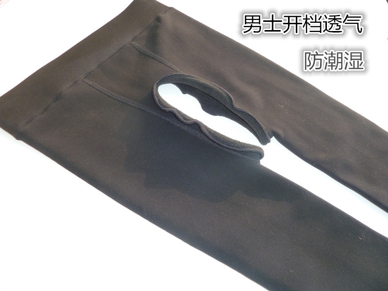 保暖裤冬季加厚绒锦纶裤大码紧身连袜打底裤男士高腰开档透气免脱