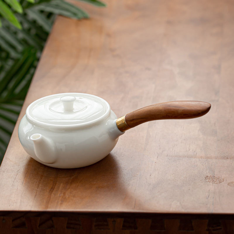 德化白瓷侧把壶手工防烫功夫茶具图片