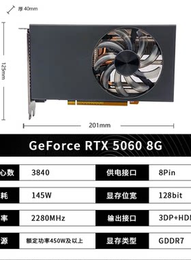 惠普台式机显卡 RTX 5060 8GB GDDR7 1*HDMI 3*DP 工包无包装