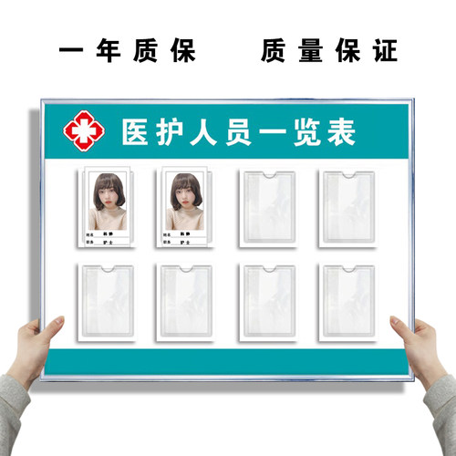 医务人员一览表值班护士医生职务信息公示栏照片墙亚克力标识牌
