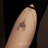 Norns欧美复古银立体雕刻造旧蝎子流苏吊坠弹力绳性感大腿链脚链