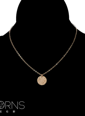 欧美饰品合金肌理圆片吊坠项链