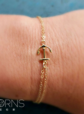 欧美风配饰合金船锚吊坠双层手环