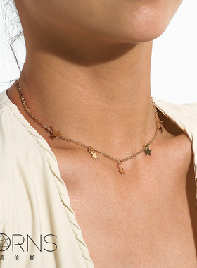 五角星流苏吊饰锁骨链