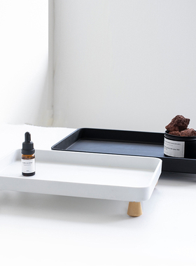 北欧Wooden foot tray木脚托盘长方形家用水杯磨砂收纳盘香水茶盘