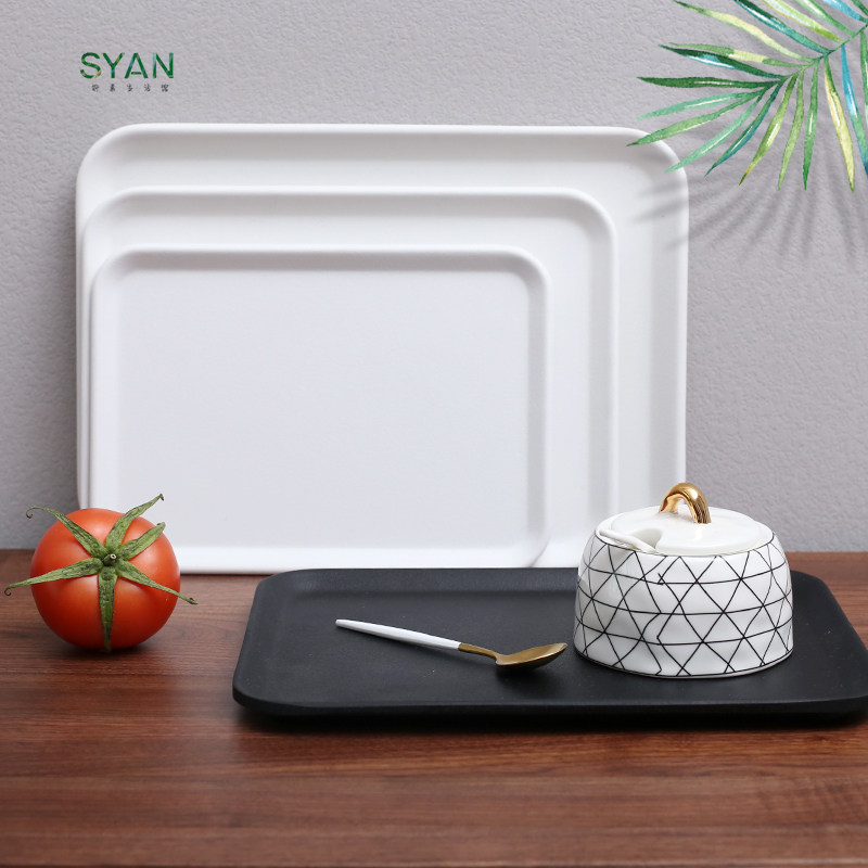 白色商务磨砂加厚水杯ins风托盘