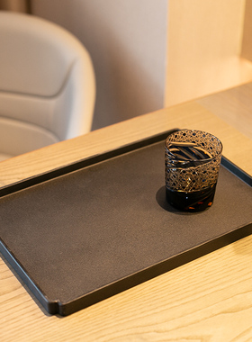 酒店新宋式茶盘家用水杯托盘长方形大中号茶台磨砂轻奢方盘密胺盘