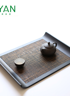 原创新中式防滑垫托盘创意茶盘托盘水果盘长方形托盘茶杯水杯托盘