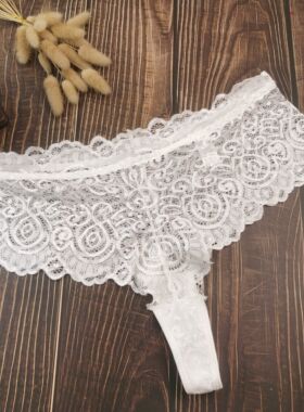 S-XL码外贸欧美镂空蕾丝内裤女丁字裤性感火辣大码米色T裤米色
