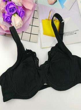 法国大码棉质面料超薄文胸 胖MM夏季内衣舒适黑色85B100B105B120B