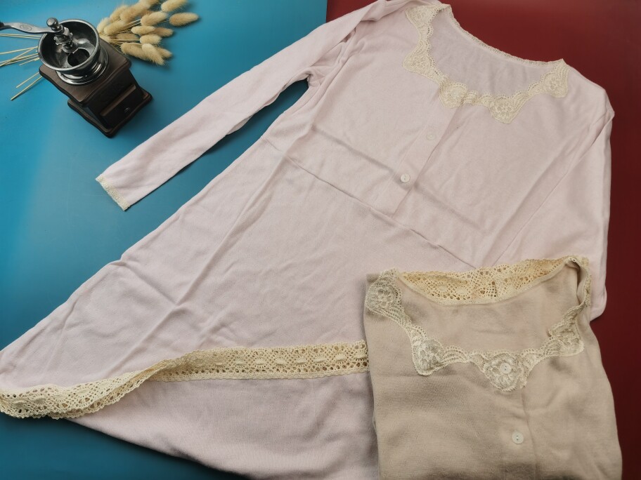 L-4L日本大尺码宽松舒适秋冬保暖磨毛面料休闲家居服睡眠女睡裙