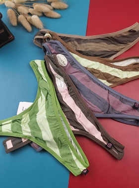 S-L码外贸莫代尔面料条纹大弹性女士T裤舒适透气底裤丁字裤内裤