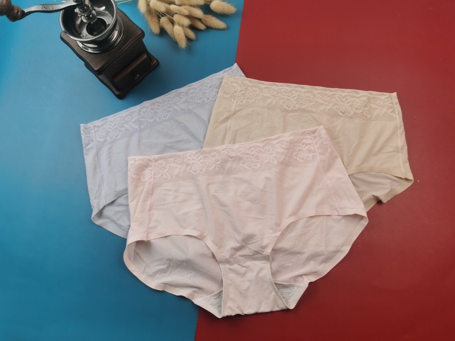 M-XL内销高腰无痕女士三角裤蕾丝花边暗花纹包殿丝滑底裤纯棉档,女士内衣/男士内衣/家居服,女三角裤,淘宝优惠券,粉丝福利购,淘宝优惠卷