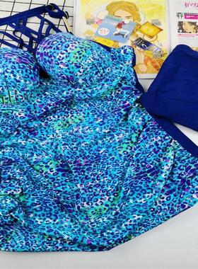 外贸大罩杯大胸大码胖MM三角分体泳衣 性感豹纹游泳衣4850C/D大杯