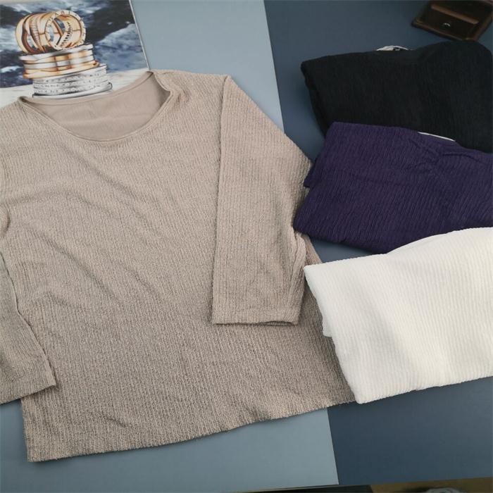 ML码日本春秋新款九分袖家居服上衣女单件 透气舒适睡眠空调衣