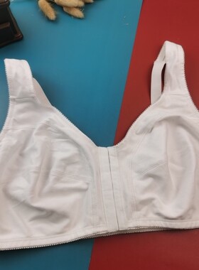 95E全罩杯大码棉质前扣文胸超薄中老年背心内衣大杯白色外贸胸罩