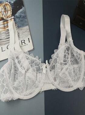 大罩杯全透明内衣显胸小白夏季超薄文胸7075808590ABCDE95BC100CE