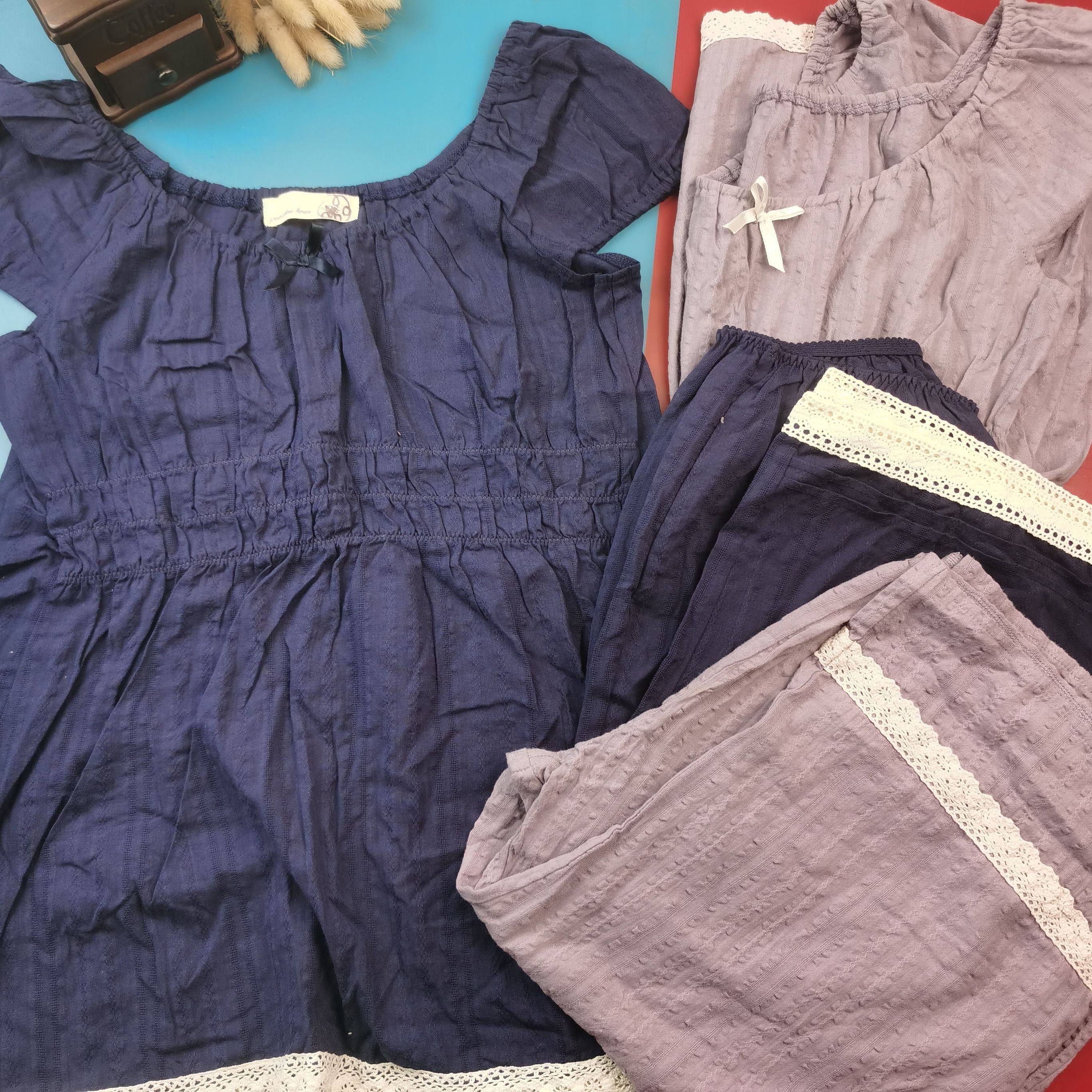 S-L码夏季纯棉梳织短袖5分裤家居服套装透气舒适简约休闲睡衣
