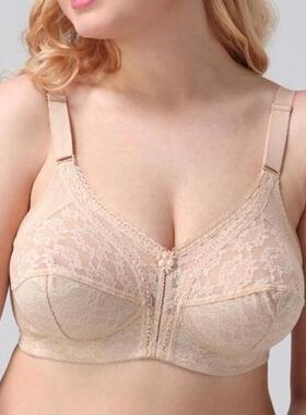 大尺码文胸全罩杯大胸显小大胸MM内衣蕾丝无钢圈内衣超薄95D