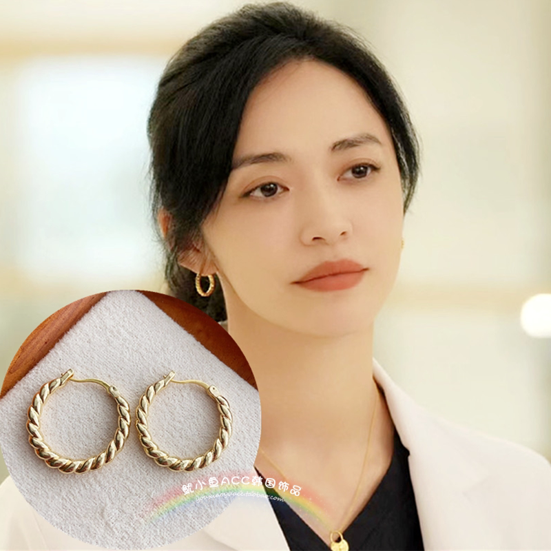 复古金属麻花耳圈耳扣素圈耳环女